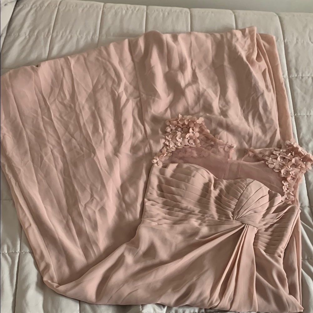 Elegant Pink Gown with Floral Details